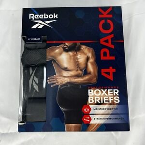 Reebok Men's Performance Boxer Briefs 6" Inseam Moisture Wicking Stretch, Med